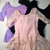 Half Sleeve Flower Lacy Leotards With Skirt