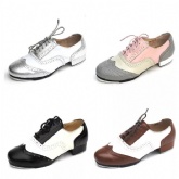 Soft Cow Leather Color Blocking Tap Shoe